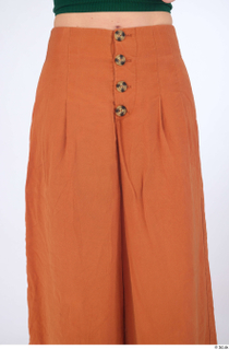 Zolzaya casual dressed orange wide leg trousers thigh 0001.jpg